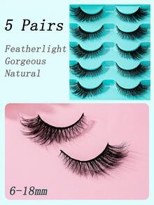 5 Pairs Full Strip False Eyelashes, Soft Fluffy Dense Natural Looking Lashes With Black Band For Daily & Party Makeup, Outer Corner Lengthening Design - View 4