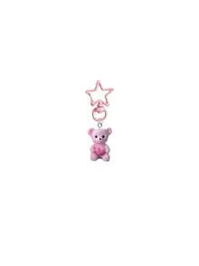 Cute Resin Bear Bag Charm,Lace Ribbon Heart Star Beaded Keychain,Sweet-Style Bag Charm,Aesthetic Backpack Pendant,Girls Sweet Accessory Gift - Multicolor - View 14