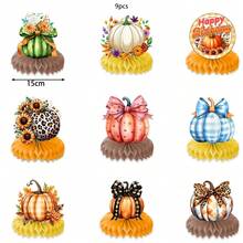 Funko Halloween Party Table Honeycomb Decor Set, Assorted Bat Skull Ghost Pumpkin Paper Centerpieces, 15cm Tabletop Ornaments For Halloween Dinner, Party & Holiday Table Decoration - Sets - View 4