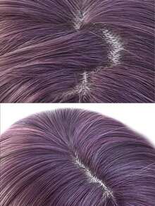 alicegarden 14-Inch Long Synthetic Short Bob Wig Featuring A Natural Straight Style A Stunning Purple. Designed With Bangs , This False Hairpiece Is Perfect For Ms Daily Party Cosplay Use, Offering A Natural And Natural Durable Wig Gift For Ladies. - Purple - View 5