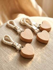 1/2pcs Wooden Heart-Shaped Towel Clips, Kitchen Tea Towel Holder, Dishcloth Hanging Rack, Bathroom Hand Towel Rack, Non-Slip Instant Hanging Ring - A - View 2
