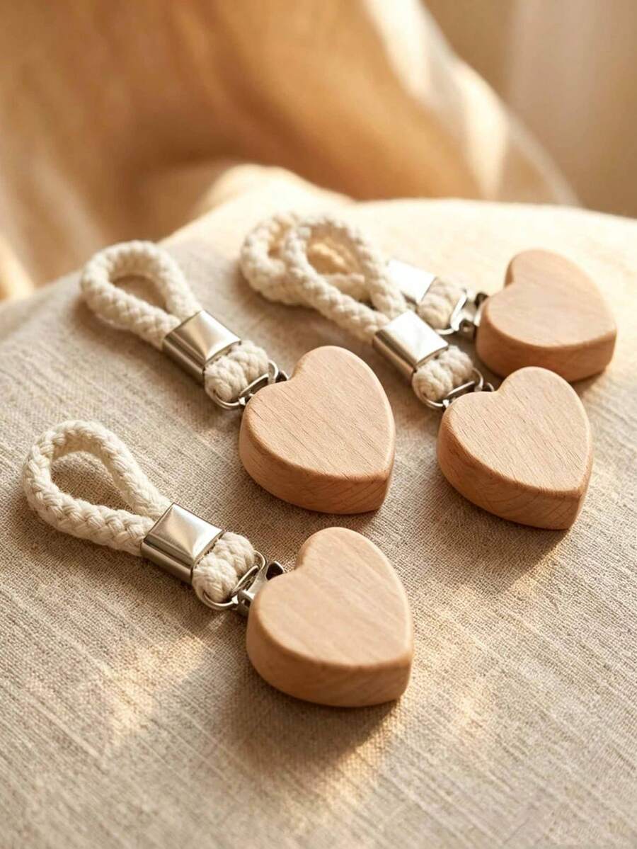 1/2pcs Wooden Heart-Shaped Towel Clips, Kitchen Tea Towel Holder, Dishcloth Hanging Rack, Bathroom Hand Towel Rack, Non-Slip Instant Hanging Ring