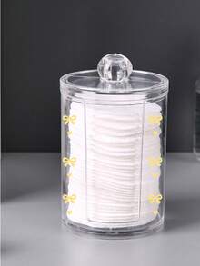 The Bow-Adorned Cotton Pad Storage Box Is Perfect For Organizing Beauty Supplies Or Displaying Items On Your Desk. With Its Transparent Design, It Makes An Excellent Gift For Women For Christmas, Halloween, Or Thanksgiving. - Multicolor - View 15