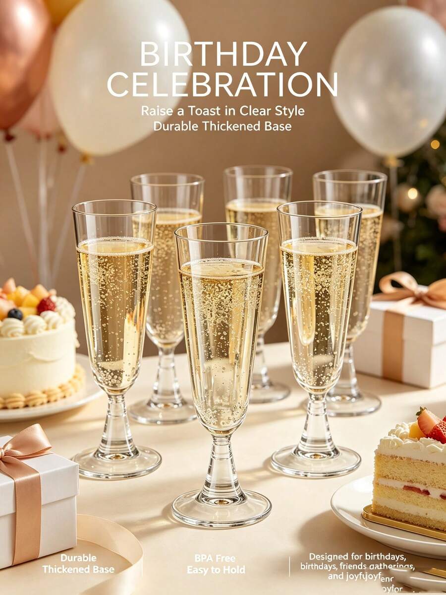 5/10/23pcs Premium Reusable Champagne Glasses, Suitable For Valentine's Day, Wedding, Birthday Party, Holiday Celebration, Tea Break, New Year, Christmas Appetizer Making