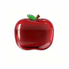 Realistic Transparent Red & Green Apple Design Protective Case Compatible With Apple Pro3/4th Gen/Pro2 Bluetooth Earphones, Cute Cartoon Creative - Transparent Red Apple - View 1