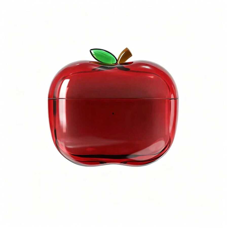 Realistic Transparent Red & Green Apple Design Protective Case Compatible With Apple Pro3/4th Gen/Pro2 Bluetooth Earphones, Cute Cartoon Creative - Transparent Red Apple - View 1