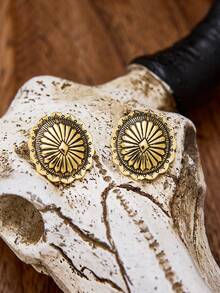 luodee Vintage Western Style Geometric Pattern Carved Earrings, 3 Colors Available, Bohemian Women's Jewelry, Gift - Multicolor - View 7