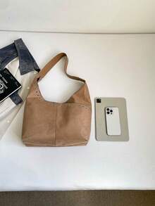 Women's New Fashion Design Large Tote Bag, Shoulder Bag, Textured Handbag - Khaki - View 3