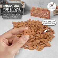 50/100/150pcs Mini Red Clay Wall Brick Model, 1:16 Scale Miniature Bricks, Suitable For DIY Garden Decoration, Fairy Garden Micro Landscape, Patio And Outdoor Craft Accessories - A - View 8