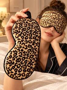 Leopard Print Faux Silk Sleep Mask With Elastic Band, Full Blackout Design, Soft Breathable Adjustable, Suitable For Home Napping, Travel And Office Rest, Unisex - Multicolor - View 3
