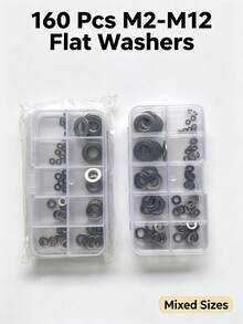 180pcs M2-M10 Stainless Steel Flat Washer Set, Rust-Proof Round Metal Washers With Storage Box, Reinforced Anti-Loosening Washers, Suitable For Woodworking DIY Furniture Home Repair Hardware Tools, Can Be Used With Screwdriver Set - Durable Version - View 16