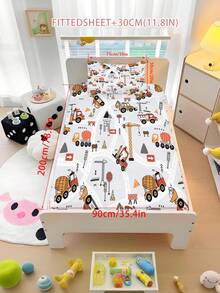 2/3pcs Construction Truck Pattern Bedding Set, Soft & Breathable, All Season, Twin/Full/Queen, 100% Polyester, Machine Washable - Multicolor - View 8