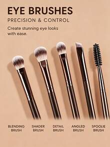 7pcs/5pcs/2pcs Dual-Ended Makeup Brush Set, Soft Synthetic Bristles, Covers Foundation, Blush, Eyeshadow, Eyebrow Brush & Spiral Eyebrow Brush, Professional Makeup Tools, Essential For Girls, Recommended For Beginners, Women's Gift - Brown - View 2