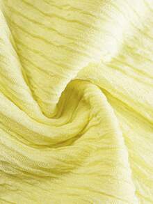 DONICY Women's Light Yellow Mini Dress, Vintage Peter Pan Collar Ruffle Trim Fitted Ribbed Knit Summer Dress - Yellow - View 4