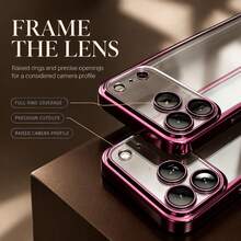 Casing Ponsel Ultra Tipis Transparan Berlapis Elektroplating Mewah, Kompatibel dengan iPhone 18 18Pro 18Pro Max 17 Air 16 15 14 13 12 Pro Max Plus, 18 17 Pro Pelindung Anti Guncangan - Hitam - View 6