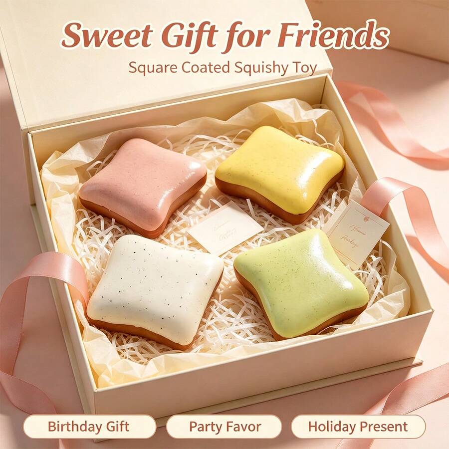 4pcs Realistic Cream Toast King Squishy, Super Wet & Soft Slow Rising ...