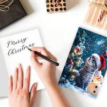 OBOVAY 1 Cute Christmas Card With Envelope, Featuring Adorable Cat Design, Ideal Holiday Greeting Card For Friends, Classmates, Family And Neighbors - View 3