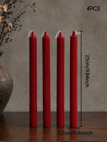 4/2/1pc 0.86*9.84 Inch Red Pointed Ribbed Long Tapered Candles, Suitable For Home Decor, Living Room Decor, Party Supplies, Holiday Decoration, Create Romantic Atmosphere, Wedding Souvenirs, Christmas, Christmas Decoration - Multiple Styles - View 11