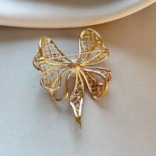 1pc Bowknot Casual Zinc Alloy Pearl Bow Brooch Suitable For Women Spring Summer Autumn Winter Daily Wear - Gold - View 6