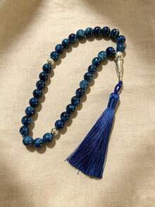 1pc Vintage Middle Eastern Style Tasbih 33-Bead Cracked Bead Tassel Prayer Beads Bracelet - One Size - View 4