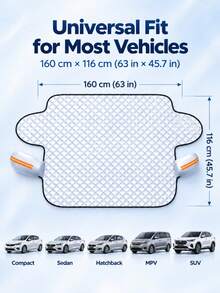 Thickened Magnetic Aluminum Foil Car Windshield Snow Cover – Half-Cover Frost & Snow Protection Shield, Universal Fit Auto Front Window Winter Cover With Magnetic Strips, Anti-Ice Snow Dust Guard - A - View 8