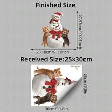 BRUP 1PC Cute Peeking Cat Christmas Static Window Stickers,Tabby Cat With Santa Hat Electrostatic Glass Clings,Xmas Holiday Decor For Home, Shop And Window - Multicolor - View 15