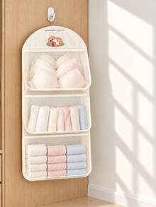 1Piece Fabric Hanging Storage Bag, Wall Mounted Storage Pouch For Underwear And Socks, Over-The-Door Organizer. It Can Be Used For Clothes Arrangement, Essential For Bathroom, Bedroom And Dormitory Storage, Suitable For Home Decoration - Multicolor - View 5