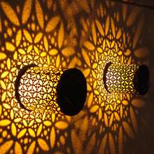 Outdoor Solar Garden Light, Iron Hollow Vintage Coin Design Solar Garden Lamp, Outdoor Garden Decoration Projection Light, Solar Decorative Landscape Light - Coin Sconce - View 6