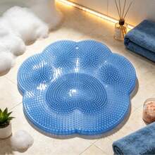 1Pc Multifunctional Silicone Bath Massage Mat, Shower Foot Scrubber Foot Washer With Back Scrub Function, Practical Bathroom Shower Supplies - Blue - View 3