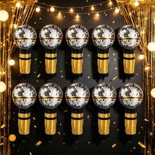 10pcs Small 53cm Microphone Shaped Aluminum Foil Balloons, Suitable For Music Theme Party, New Year Party, Birthday Party, Holiday Decoration - Multicolor - View 2