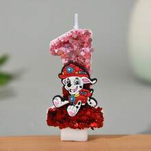 Paw Patrol 創意汪汪隊卡通 Skye 亮片數字蠟燭 0-9，生日蛋糕裝飾蠟燭派對 - 彩色 - 查看 24