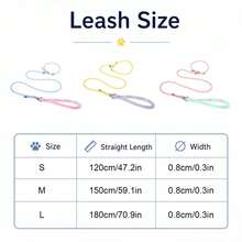 1PC New Floral Style Pet Dog Leash, Fashionable Embroidered Pet Dog, 3 Sizes Available To Meet All Your Needs, Soft Lining For Comfortable Long-Term Grip, 360° Rotating Metal Buckle, Wear-Resistant Braided Rope With Alloy Snap, Durable Nylon Material, Suitable For Small And Medium Dogs, Perfect For Daily Outings, Outdoor Hiking, Camping And Picnics - Pink - View 3