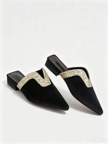 Women's Pointed Toe Design Daily Versatile Fashion Flat Shoes - Black - View 2