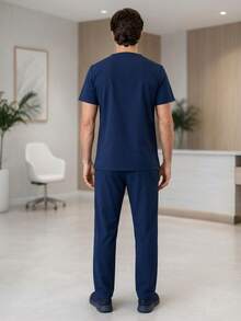 Men Scrub Sets - Navy Blue - View 2