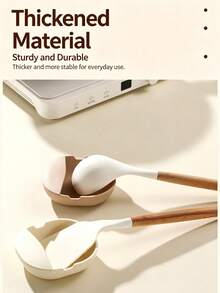 PP Thickened Polypropylene Material Macaron Color Minimalist Solid Color Countertop Oil Stain Isolation Stackable Space-Saving Design Suitable For Housewives And Kitchen Enthusiasts Multi-Functional Soup Spoon Rack Pot Spatula Holder Compact Doesn't Take Up Counter Space Holds Spatulas Spoons Chopsticks Kitchen Cooking Gadget Stable And Durable Random Color - Color: Random - View 4