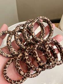 30pcs High Elasticity Leopard Print Hair Ties, Durable Hair Bands For Ponytail, Thick Hair Ropes, Hair Accessories For Women - Camel - View 5