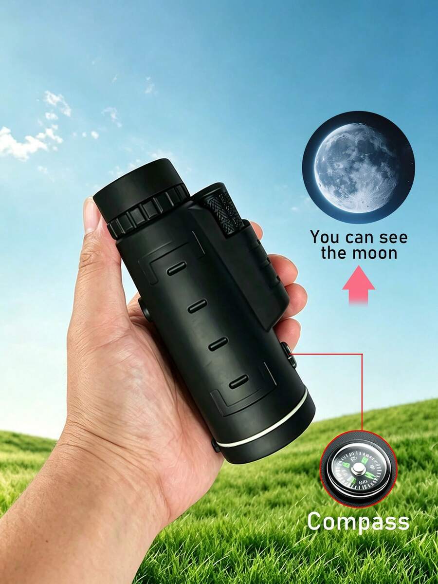 4060 High Magnification HD Outdoor Monocular Telescope, Wide Angle, Low Light Night Vision, For Phone Photography, Can See The Moon - View 1