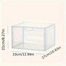 Magnetic Large Transparent Shoe Box, Hard Plastic Material, Stackable, Shoe Box/Shoe Storage Organizer, With Door, Thick Side-Opening Shoe Box, Suitable For Displaying Sports Shoes, Easy To Assemble, Also Can Be Used For Storing Dolls/Models/Garage Models Etc. - Clear - View 6