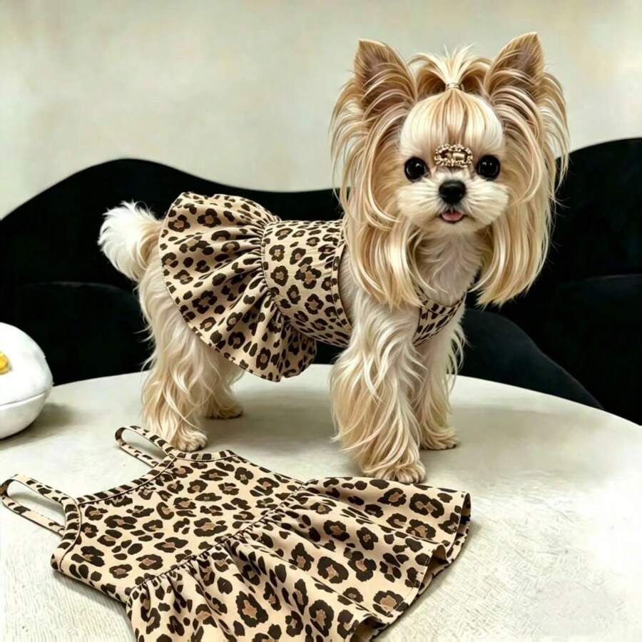1pc Leopard Print Pet Dress For Dog And Cat, Suitable For Teddy, Bichon, Small And Medium Dogs - Multicolor - View 1