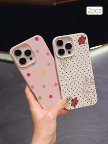 2 buah Casing Pelindung TPU Motif Polka Dot Tahan Guncangan Perlindungan Penuh yang Presisi, Kompatibel dengan Apple 11/12/13/14/15/16/16Pro/16ProMax/17/17pro/17ProMax/18pro 18ProMax - MultiWarna - View 2