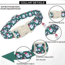 1pc Green Santa Claus Cartoon Print Collar, Soft Adjustable Dog Collar With Quick Release Buckle, Adjustable Strap, Zinc Alloy D-Ring, Festive Christmas Pet Collar For Small Medium Large Dogs And Cats, Holiday Gift For Boys And Girls - Green - View 6