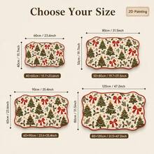 1pc, Washable Non-Slip Vintage Christmas Tree Bow Shaped Velvet Rug, Non-Slip Bottom With Soft And Delicate Surface, Suitable For Bedside Rug, Entrance Mat, Living Room, Bedroom, Bathroom, Kitchen, Machine Washable, Wear-Resistant And Easy To Clean, Modern Home Decor, Bedroom Bathroom Decor Rug, Housewarming Gift, Christmas Gift, Moving Gift And Other Occasions, Carpet, Rug, Living Room Rug, Bedroom Carpet, Geometric Rug, Vintage Rug, Hallway Runner, Aesthetic Room Decor, Fall Home Decor - C - View 8