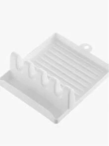 1Pc Minimalist Gray Spoon Rest Holder, Silicone Material, Store Kitchen Utensils Keep Countertop Clean, For Home Kitchen, Dinner Cooking, Outdoor Simple Meal, New‑Home Decoration, Multi‑Slot Drainage Design, For Household Life Activities - Multicolor - View 12