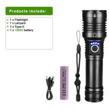 Linterna LED XHP360 Super Potente Recargable por USB Linterna Táctica de Alta Potencia Impermeable Linterna de Mano para Camping - flash - Ver 13