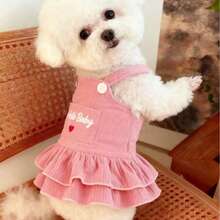1pc Pet Dog Cat Dress Birthday Party Photo Shoot Suitable For Teddy Bichon Small And Medium Dogs - Pink - View 4