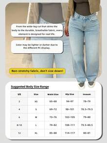Women's Retro Straight Leg Stacked Jeans Casual Fall - Light Wash - View 7