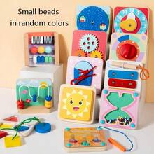 Multifunctional Wooden Fridge Magnet Busy Board, Baby Dressing Buttons, Lacing, Gears, Clock, Early Education Educational Magnetic Fridge Magnet Toy - Multicolor - View 9