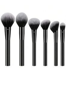 6/11pcs All Black Makeup Brush Set, Includes 6 Multifunctional Synthetic Fiber Full Face Makeup Brushes, Triangle Powder Puff, Various Makeup Sponges And Cleaning Bowl, Portable Makeup Tools, Suitable For Travel And Daily Use - Black - View 13