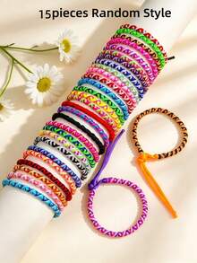 10/15 Buah Gelang Persahabatan Anyaman Tangan Warna Campuran Gaya Boho yang Dapat Diatur, Perhiasan Pergelangan Tangan Tali Anyaman Kasual, Hadiah untuk Anak-anak, Remaja Perempuan & Teman-teman - Tali Persahabatan Gaya 3 - View 10