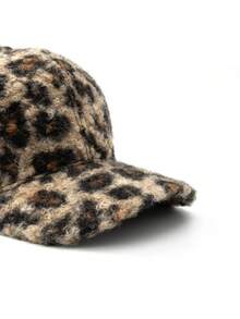 1pc Women's Curved Brim Baseball Cap, Vintage, Letter Rhinestone Metal Decoration, Faux Lamb Wool, Printed Pattern, Outdoor, Daily Wear - A - View 5